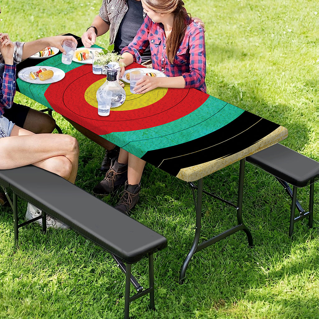Grunge Bullseye Target Print Picnic Table Cover