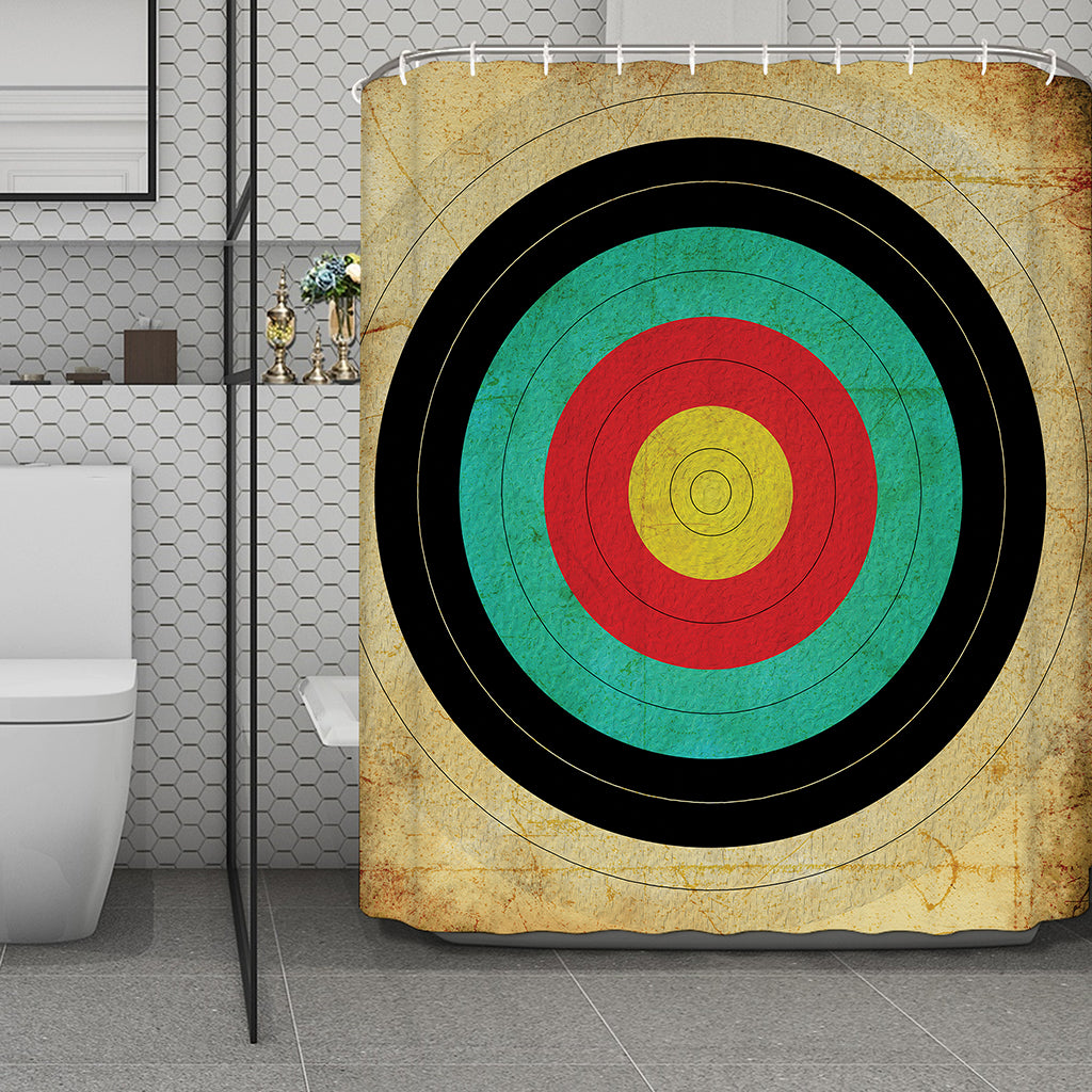 Grunge Bullseye Target Print Polyester Shower Curtain