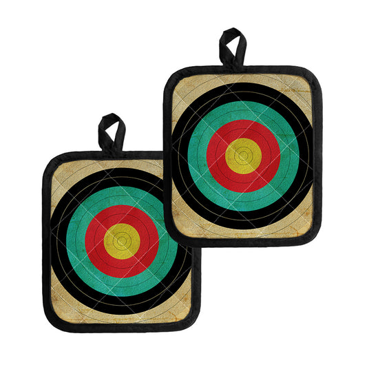 Grunge Bullseye Target Print Pot Holders