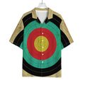 Grunge Bullseye Target Print Rayon Hawaiian Shirt