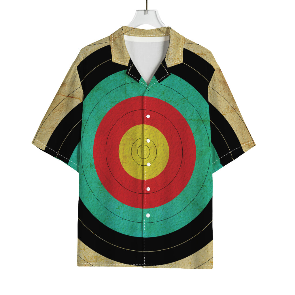 Grunge Bullseye Target Print Rayon Hawaiian Shirt