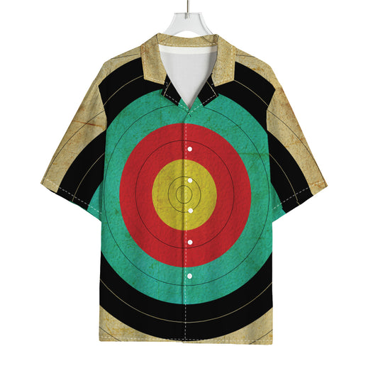 Grunge Bullseye Target Print Rayon Hawaiian Shirt