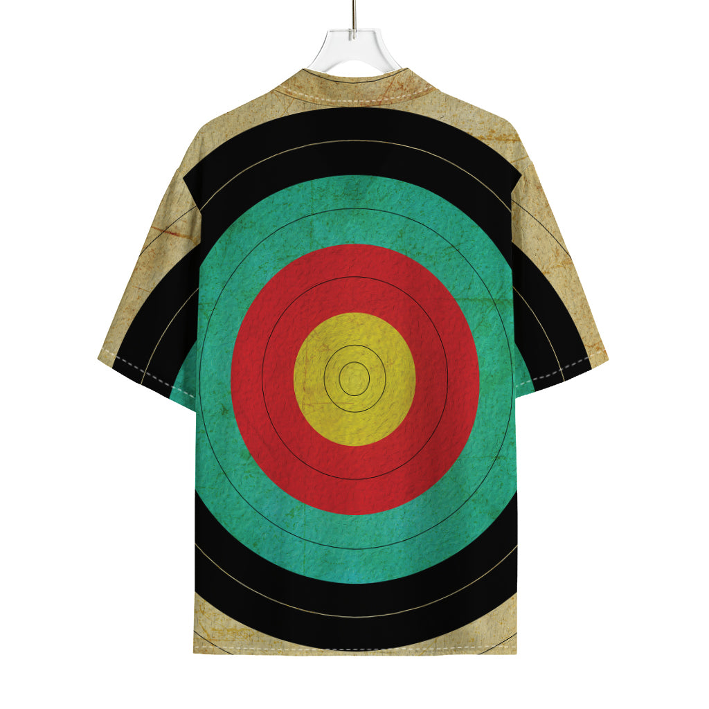 Grunge Bullseye Target Print Rayon Hawaiian Shirt