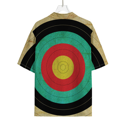 Grunge Bullseye Target Print Rayon Hawaiian Shirt
