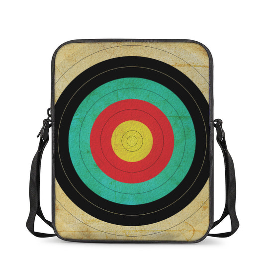 Grunge Bullseye Target Print Rectangular Crossbody Bag