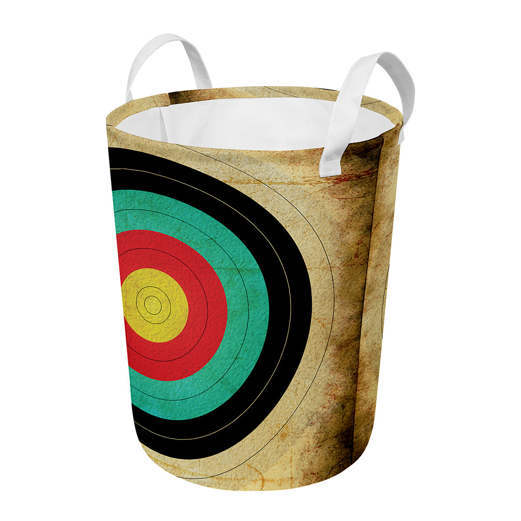 Grunge Bullseye Target Print Round Laundry Basket