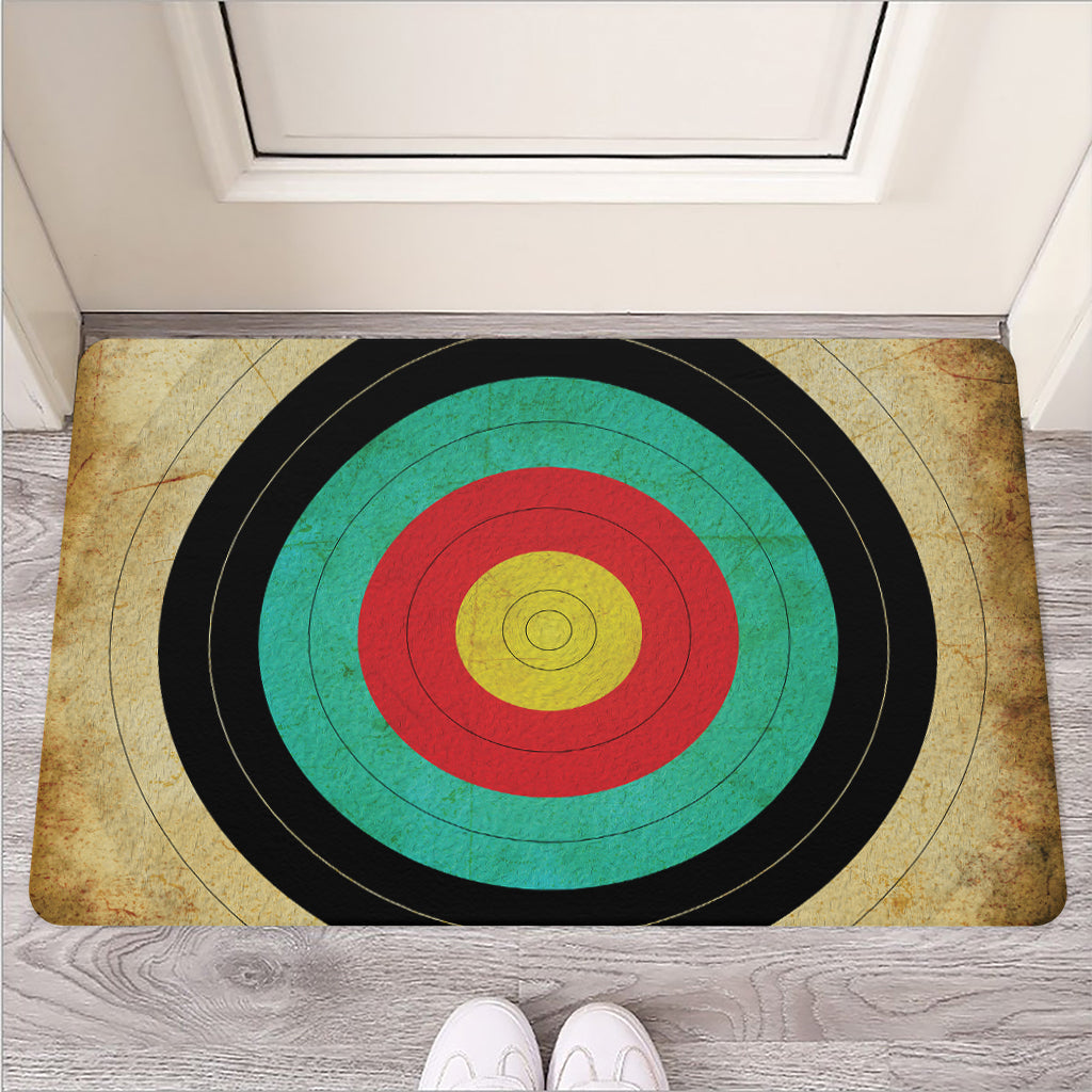 Grunge Bullseye Target Print Rubber Doormat
