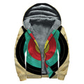 Grunge Bullseye Target Print Sherpa Lined Zip Up Hoodie