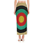 Grunge Bullseye Target Print Side Slit Maxi Skirt