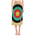 Grunge Bullseye Target Print Side Slit Midi Skirt