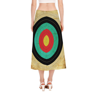 Grunge Bullseye Target Print Side Slit Midi Skirt