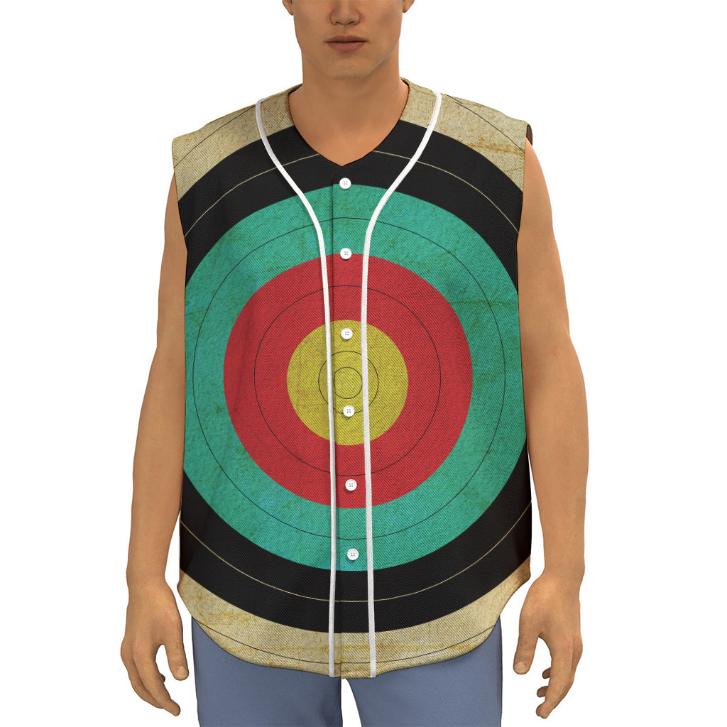 Grunge Bullseye Target Print Sleeveless Baseball Jersey
