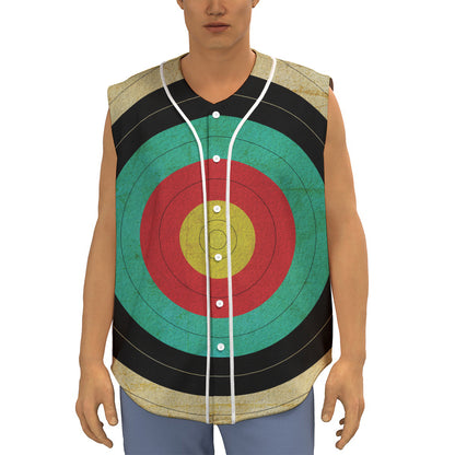Grunge Bullseye Target Print Sleeveless Baseball Jersey
