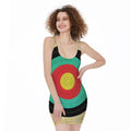 Grunge Bullseye Target Print Sleeveless Bodycon Dress