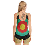 Grunge Bullseye Target Print Sleeveless One Piece Swimsuit