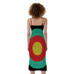 Grunge Bullseye Target Print Slim Fit Midi Cami Dress