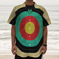Grunge Bullseye Target Print Textured Short Sleeve Shirt