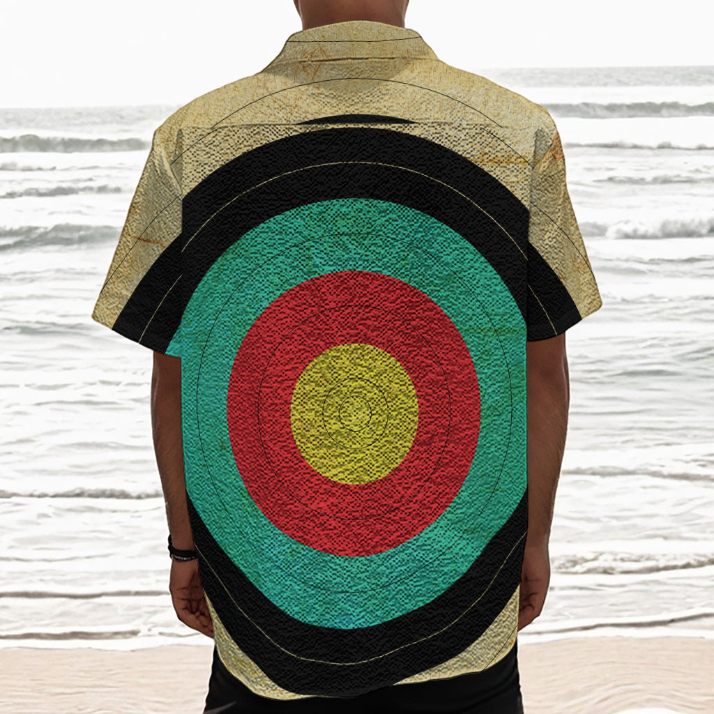 Grunge Bullseye Target Print Textured Short Sleeve Shirt