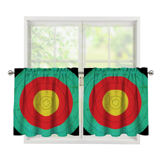 Grunge Bullseye Target Print Tier Curtains