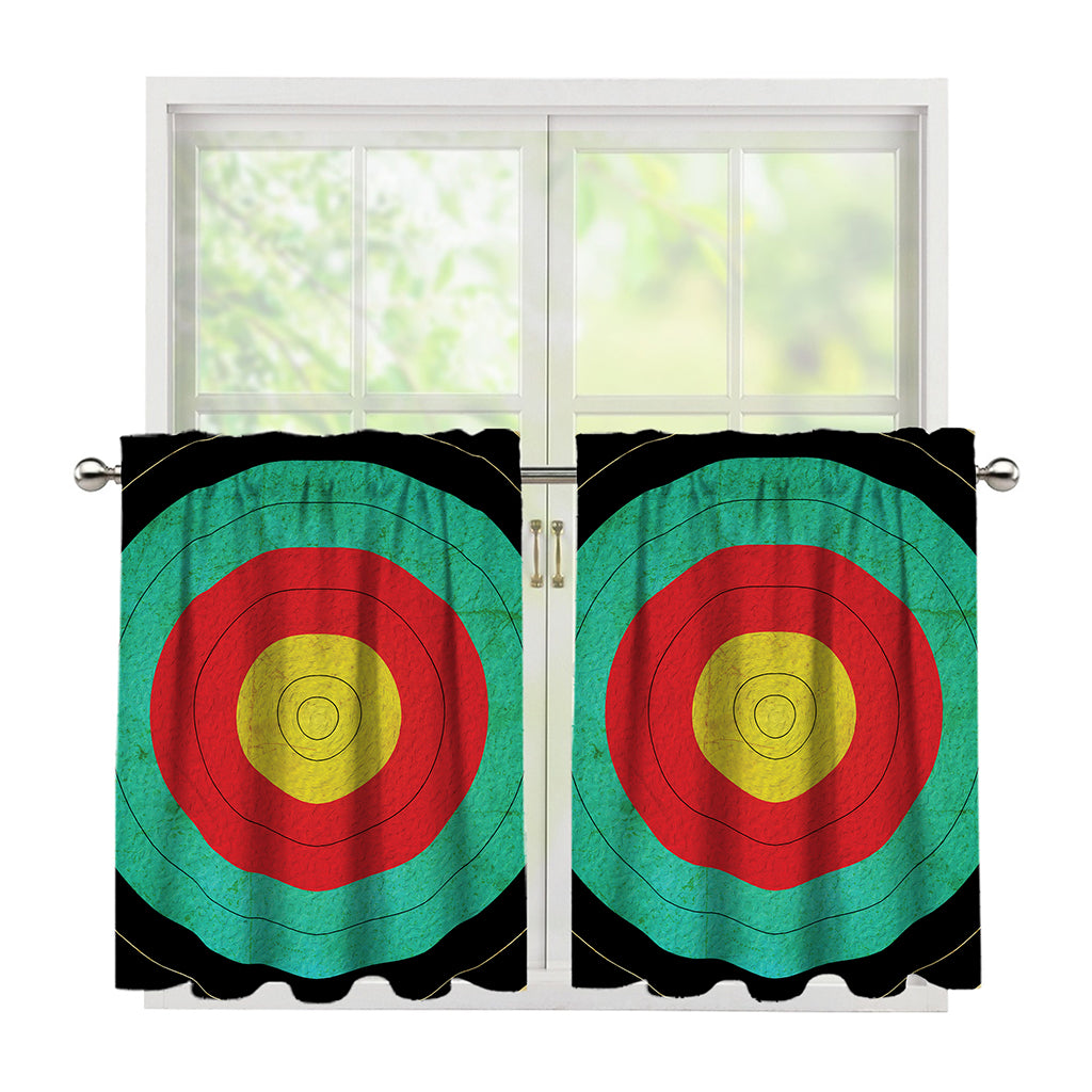 Grunge Bullseye Target Print Tier Curtains