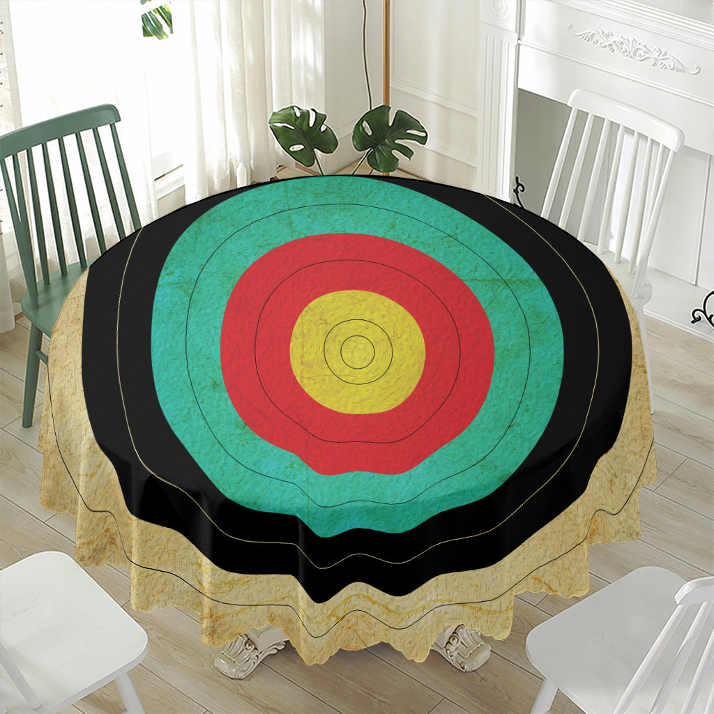 Grunge Bullseye Target Print Waterproof Round Tablecloth