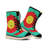 Grunge Bullseye Target Print Winter Boots