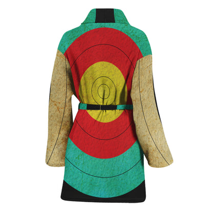 Grunge Bullseye Target Print Women's Bathrobe