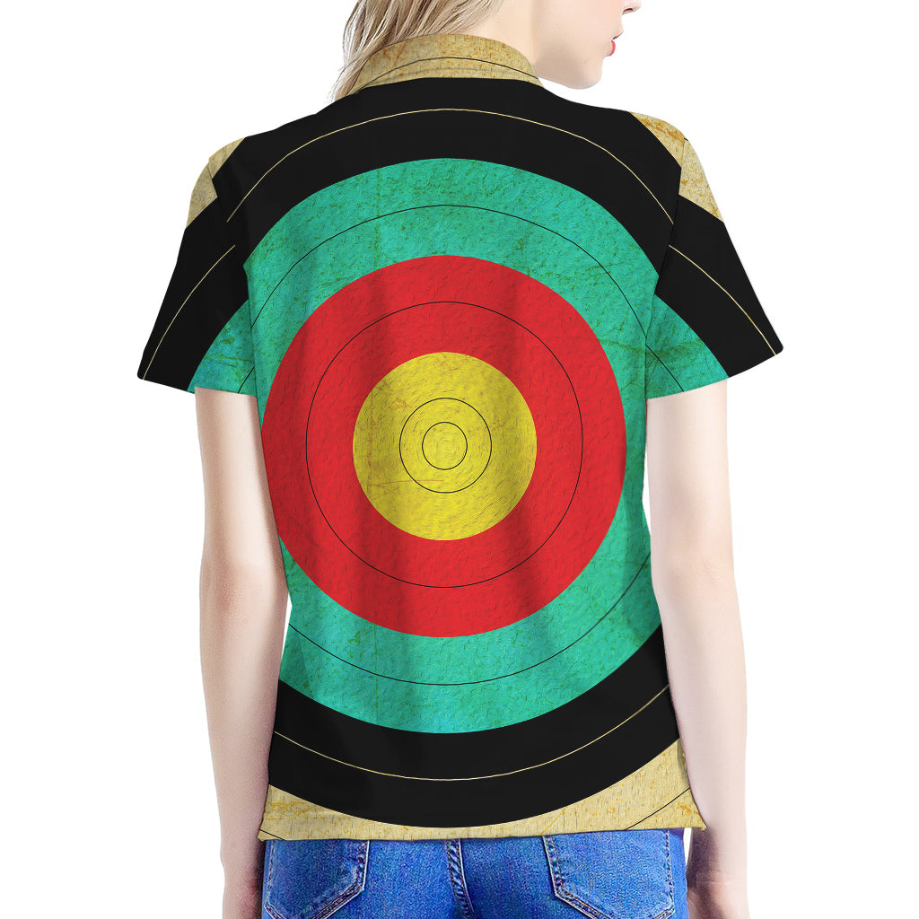 Grunge Bullseye Target Print Women's Polo Shirt