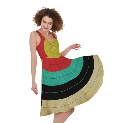 Grunge Bullseye Target Print Women's Sleeveless Dress