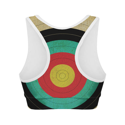 Grunge Bullseye Target Print Women's Sports Bra