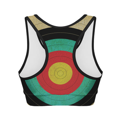 Grunge Bullseye Target Print Women's Sports Bra