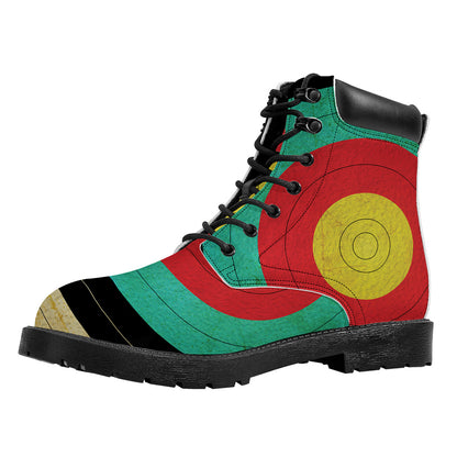 Grunge Bullseye Target Print Work Boots