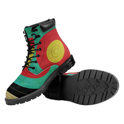 Grunge Bullseye Target Print Work Boots
