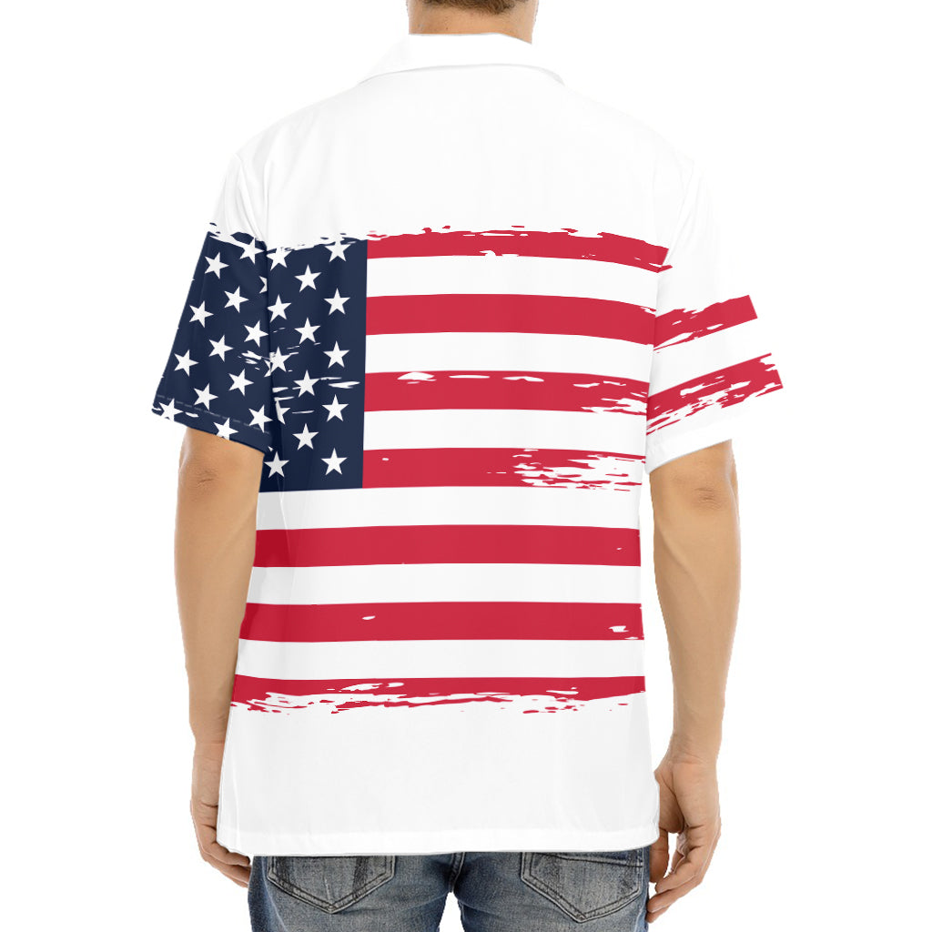 Grunge Flag Of USA Print Aloha Shirt