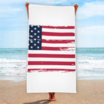 Grunge Flag Of USA Print Beach Towel