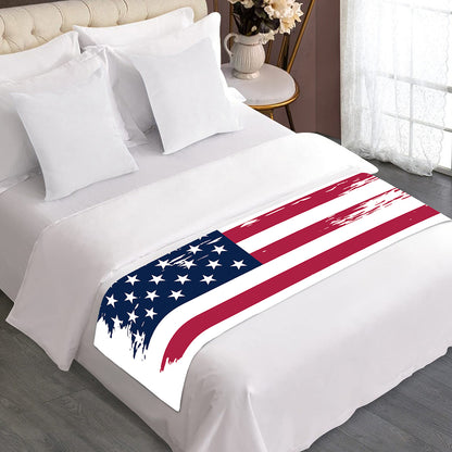 Grunge Flag Of USA Print Bed Runner