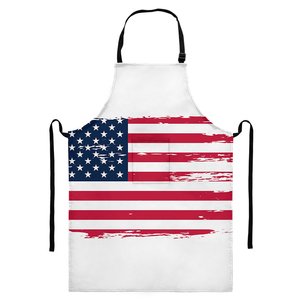Grunge Flag Of USA Print Bib Apron With Pocket