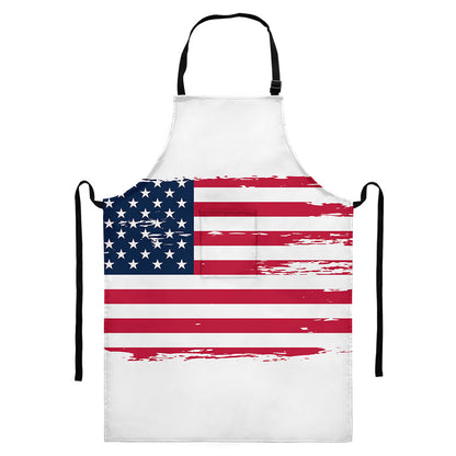 Grunge Flag Of USA Print Bib Apron With Pocket