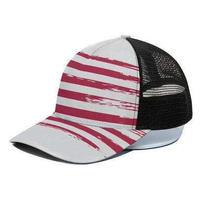 Grunge Flag Of USA Print Black Mesh Trucker Cap