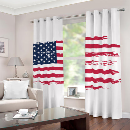 Grunge Flag Of USA Print Blackout Grommet Curtains