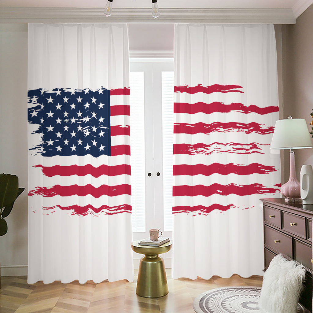 Grunge Flag Of USA Print Blackout Pencil Pleat Curtains