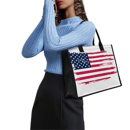 Grunge Flag Of USA Print Canvas Tote Bag