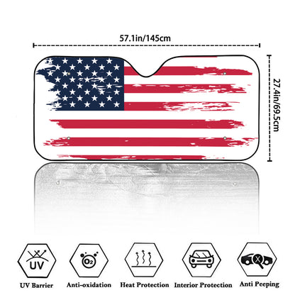 Grunge Flag Of USA Print Car Windshield Sun Shade