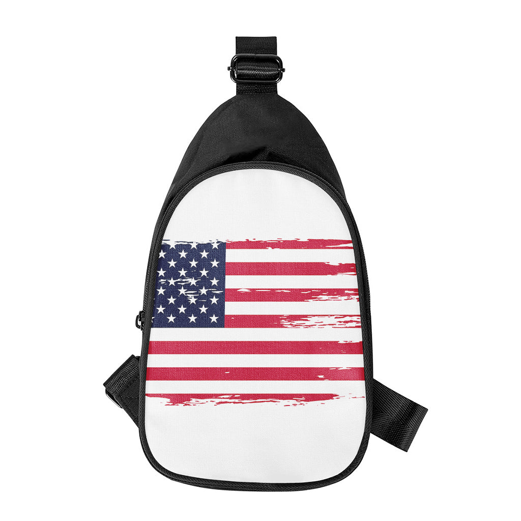 Grunge Flag Of USA Print Chest Bag