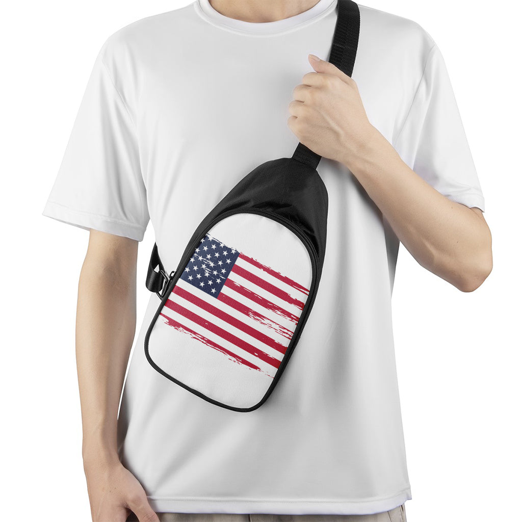 Grunge Flag Of USA Print Chest Bag