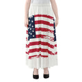 Grunge Flag Of USA Print Chiffon Maxi Skirt