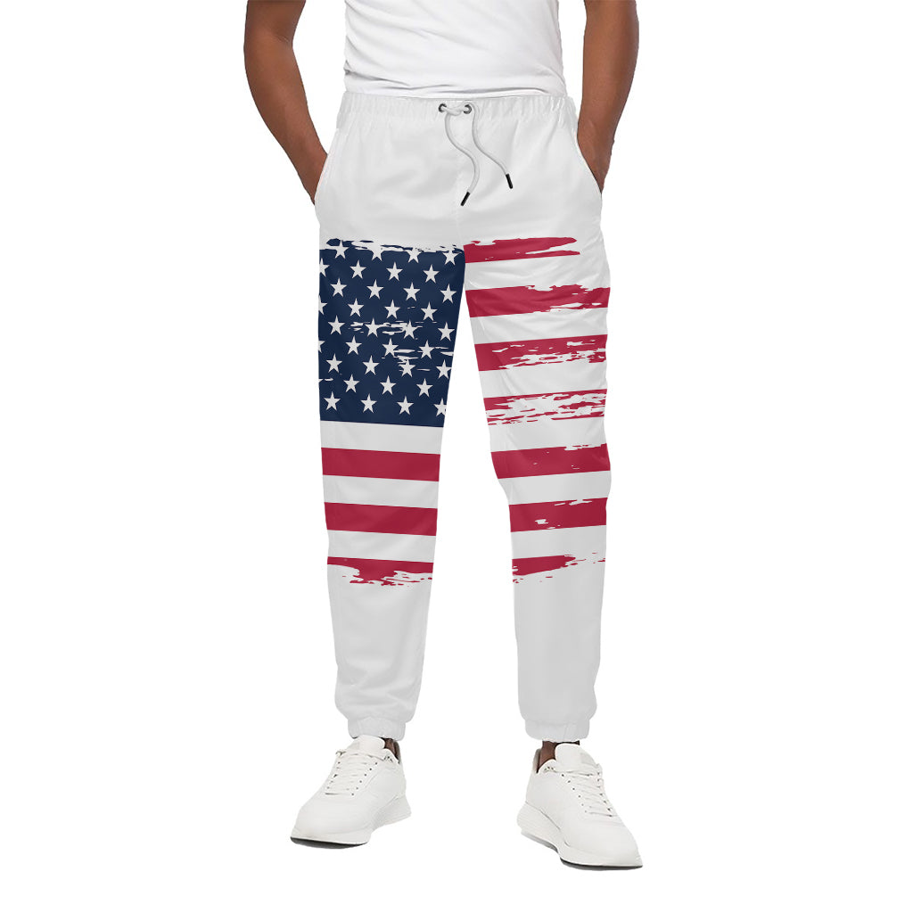 Grunge Flag Of USA Print Cotton Pants
