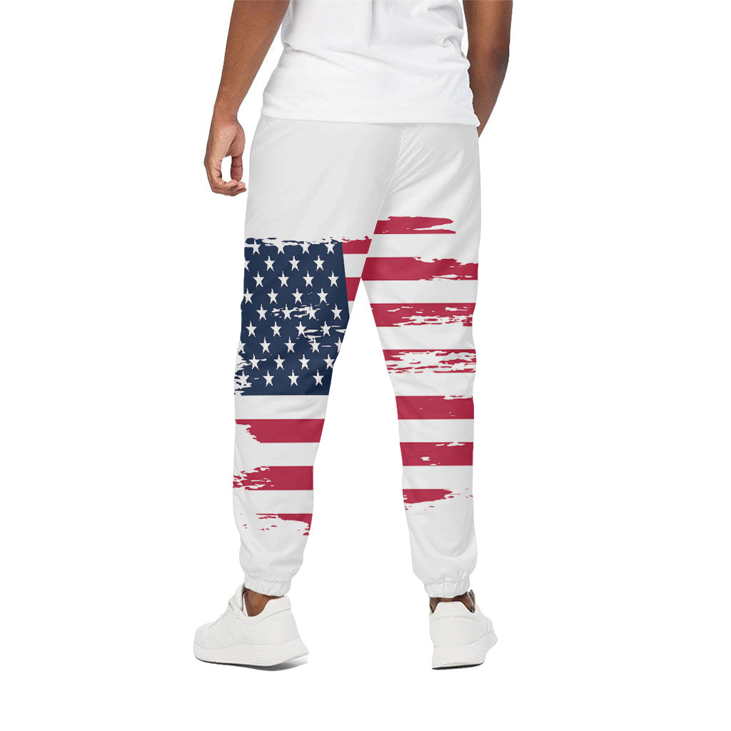 Grunge Flag Of USA Print Cotton Pants