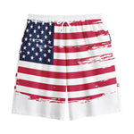 Grunge Flag Of USA Print Cotton Shorts