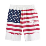 Grunge Flag Of USA Print Cotton Shorts